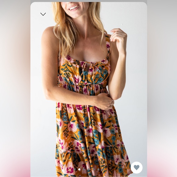 Natural Life Elizabeth Dress Orange Pink Floral L - Picture 2 of 13